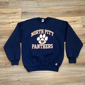 VTG North Pitt Panthers Logo Sweatshirt Adult SZ MEDIUM Navy Blue School Graphic